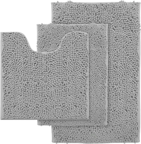 Miniatura 18 de Alfombra de baño azul, súper suave, antideslizante, lavable a máquina, se seca rápidamente, juego de baño ultrasuave de 3 piezas cian-azul