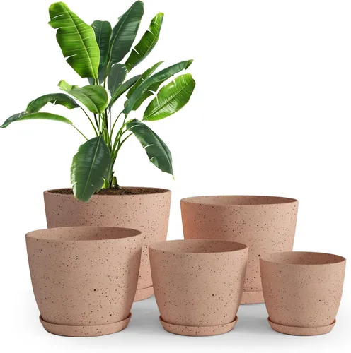Miniatura 17 de Utopia Home - Macetas de Interior con Drenaje - Macetas de Flores de 7/6.6/6/5.3/4.8 Pulgadas para Plantas de Interior - Juego de 5 Macetas
