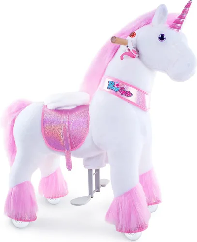 Miniatura 11 de PonyCycle Caballo de paseo para niños pequeños de 3 a 4 años con freno, sin batería (30 pulgadas de altura/tamaño 3 modelo clásico U) poni mecánico