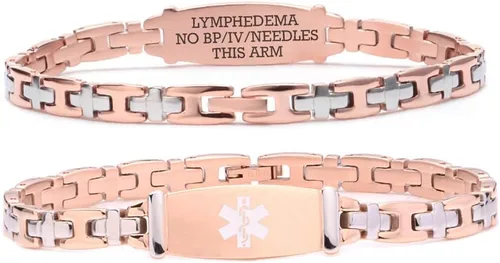 Miniatura 68 de LinnaLove Lady Medical Alert - Pulseras médicas de acero inoxidable para mujer, 7.5 pulgadas