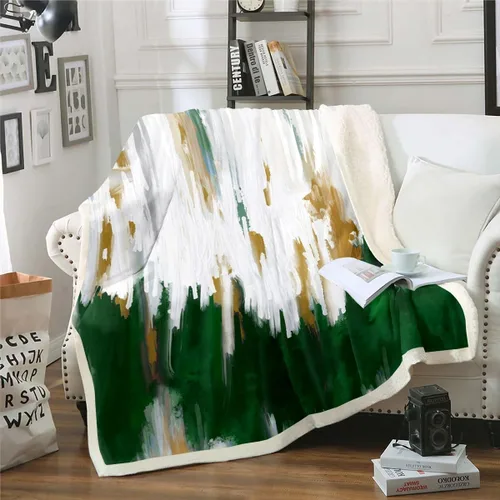 Miniatura 28 de Erosebridal Manta de sherpa moderna para niños y adolescentes, color naranja, verde azulado, negro, manta para silla, manta de forro polar con rayas