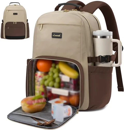 Miniatura 13 de LOVEVOOK Mochila para laptop para mujer con bolsillo para taza de gran capacidad, bolsa de computadora portátil de 15.6 pulgadas, mochila de viaje