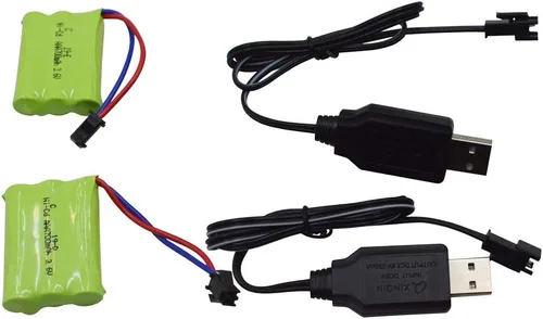 Miniatura 6 de Blomiky Paquete de 2 baterías recargables AAA de 3.6 V 700 mAh con conector SM-2P enchufe y cable USB para coches de parachoques de batalla RC C143