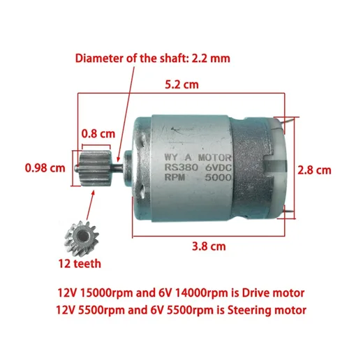 Miniatura 3 de 1pcs 12T 6V 12V RS390 Motor(12V380 15000RPM)