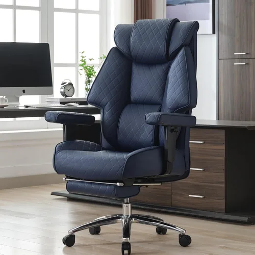 Miniatura 21 de EXCEBET Silla de oficina grande y alta con reposapiés, silla de oficina ejecutiva de piel sintética con respaldo alto, 400 libras, sillas Blanco