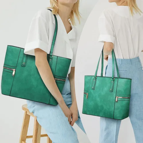 Miniatura 2 de Vansarto Monederos y bolsos para mujer, bolso grande de cuero vegano, bolso de hombro con asa superior, juego de 3 piezas