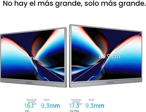 Miniatura 2 de ARZOPA Soporte para Monitor Portátil con Base, Monitor Portátil Ultradelgado de 14.0" para Laptop FHD 1080P Pantalla Externa con Altavoces Duales