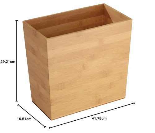 Miniatura 7 de iDesign - Cesta de basura rectangular de bambú, colección Formbu, 10.5 x 5.75 x 10 pulgadas, acabado de madera natural Acabado de madera natural