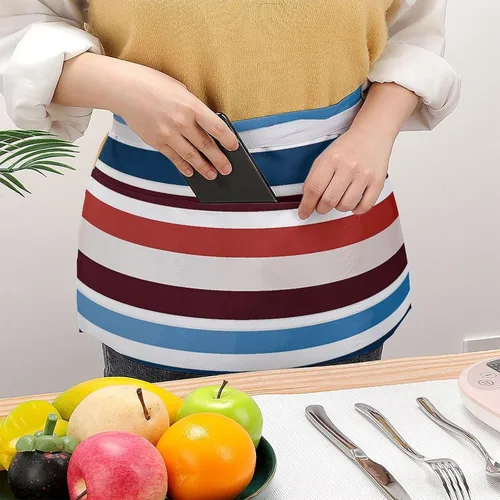 Miniatura 3 de Server Aprons with 3 Pockets Waist Apron Waterproof Half Apron Short Cooking Aprons Bib
