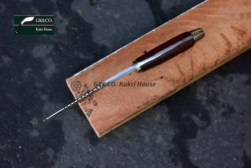 Miniatura 4 de GK&CO. Kukri House Auténtico Kukri/Khukuri hoja de 5 pulgadas dragón águila americana Kukri-mango de madera de espiga completa, funda de cuero