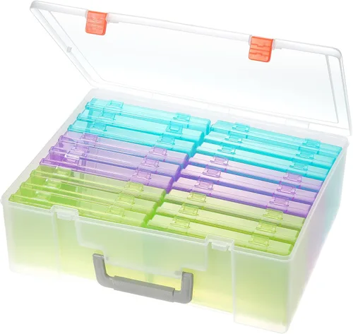 Caja de almacenamiento de fotos de 4 x 6, 18 fundas interiores extra grandes, organizador de fotos grande sin ácidos, caja de almacenamiento de