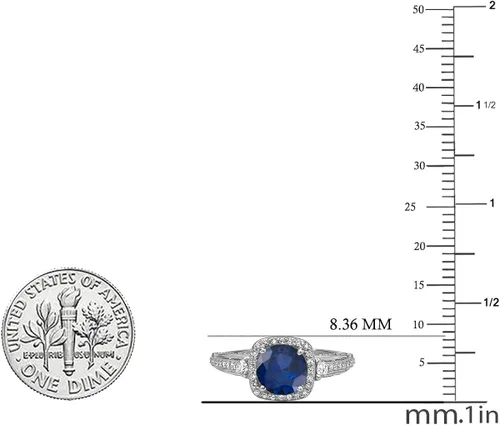 Miniatura 3 de Dazzlingrock Collection Anillo de compromiso con halo de diamantes blancos y piedras preciosas redondas, oro blanco de 14 quilates
