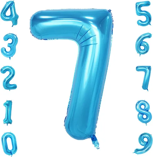 Miniatura 17 de Globos de números azul claro de 40 pulgadas, globos de aluminio de Mylar con helio para cumpleaños, globo número 6 para decoración de fiestas