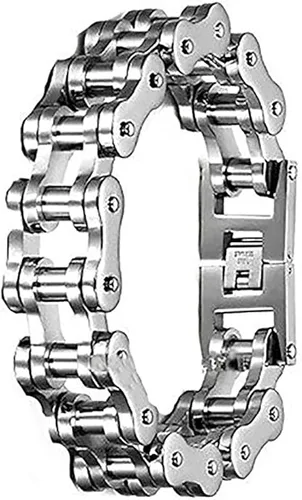 Miniatura 3 de Pulsera de cadena de eslabones para hombre, acero inoxidable, plata, 0.748 in de ancho
