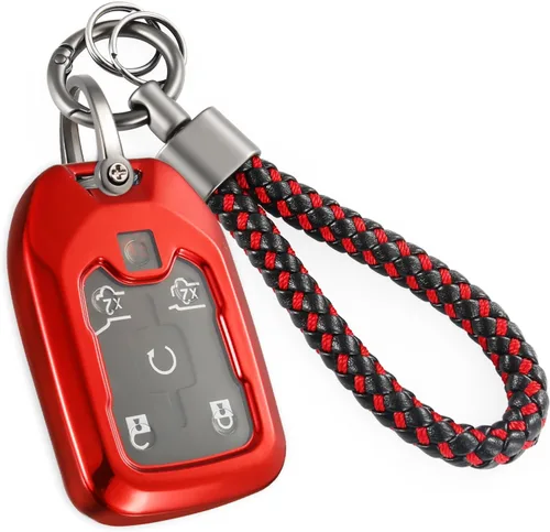 Miniatura 52 de Funda para llavero GMC con llavero de cuerda trenzada de metal antipérdida, exquisita funda suave para Tahoe Acadia Terrain Yukon Yukon XL Silverado