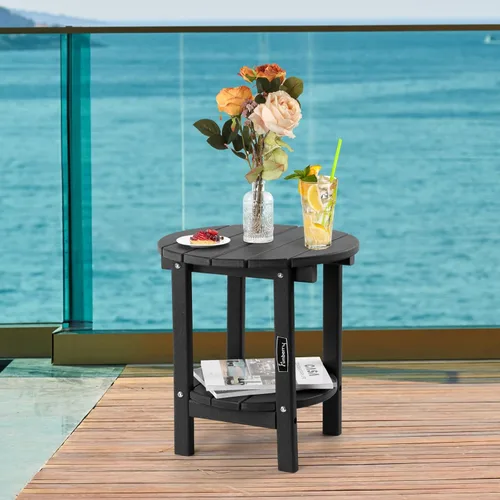 Miniatura 2 de FUNBERRY Mesa auxiliar Adirondack para exteriores, mesas auxiliares de patio de 2 niveles, HDPE para todo tipo de clima para exteriores