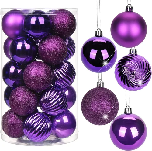 Miniatura 45 de Adornos de bolas de Navidad negras de 2.36 pulgadas, 25 piezas inastillables, set de adornos de Navidad, bolas de Halloween, adorno negro para árbol
