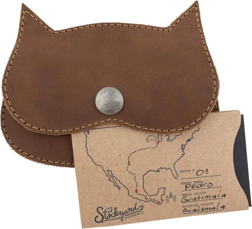 Miniatura 38 de Hide & Drink, Cartera en forma de gato, bolsa para monedas, soporte para dinero, accesorio de viaje, cuero de grano completo, hecho a mano, Negro