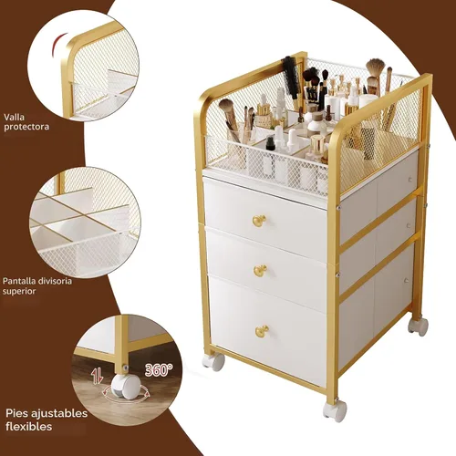 Miniatura 5 de Organizador de Maquillaje Carrito de Almacenamiento con Cajones, Organizador de Maquillaje sobre Ruedas, Carrito de Almacenamiento de Maquillaje
