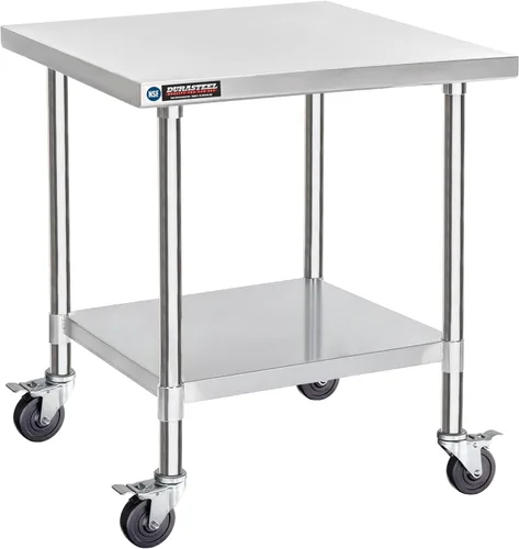 Miniatura 51 de DuraSteel Carrito de acero inoxidable NSF de 30 x 72 pulgadas, mesa de preparación de alimentos resistente con estante inferior, isla de cocina