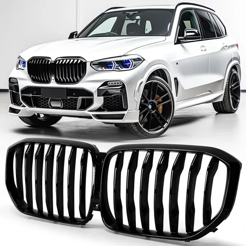Miniatura 16 de X5 E70 - Rejilla de riñón de color negro brillante M para BMW X5 E70 X6 E71 2007-2014 (láminas dobles de color M)