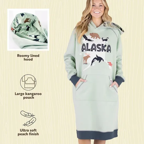 Miniatura 163 de Lazy One Sudadera con capucha de gran tamaño, ropa de dormir cómoda, vestido de suéter para mujer
