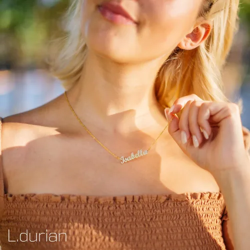 Miniatura 3 de Ldurian Valentine's Day Gifts Name Necklace Name Pendant Necklace Christmas Gifts 14K Gold Dainty Name Plate Necklaces Birthday Jewelry Gift for