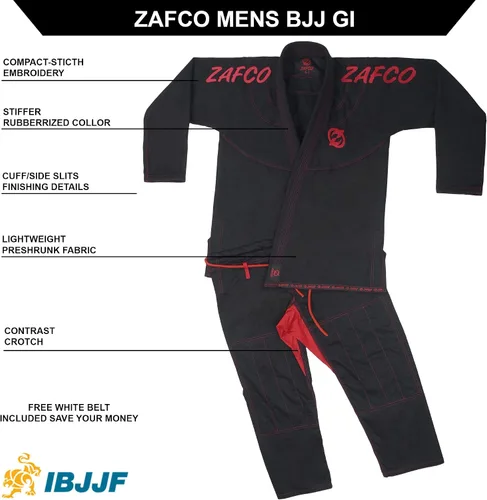 Miniatura 3 de Jiu Jitsu Gi brasileño BJJ Gi para hombres y mujeres Grappling gi Uniforme Kimonos ligero, preencogido, con cinturón blanco