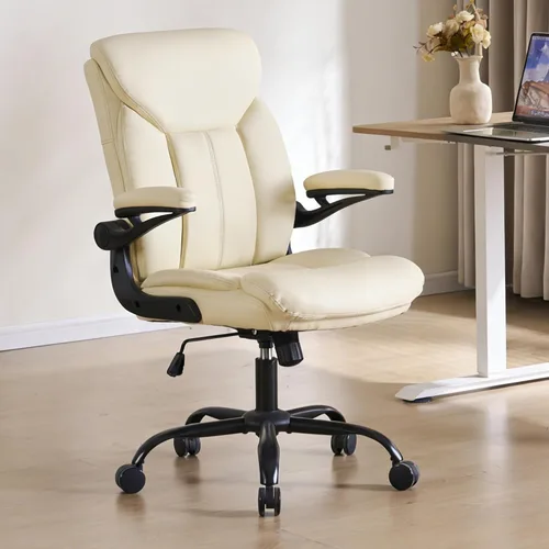 Miniatura 9 de Silla ergonómica de escritorio para oficina en casa, silla ejecutiva de tela cómoda con reposabrazos abatibles, silla de computadora de altura Gris