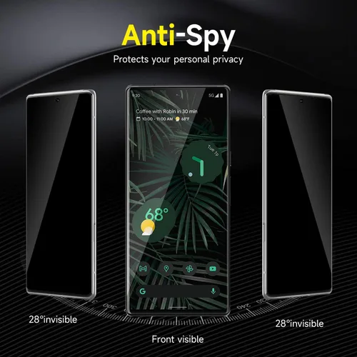 Miniatura 4 de YWXTW Paquete de 2 protectores de pantalla de privacidad para Google Pixel 6 Pro, protector de pantalla de vidrio templado de dureza 9H para Google