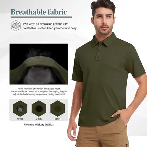 Miniatura 3 de MEETWEE Men's Polo Quick Dry Performance Hiking Short Sleeve Tactical Shirts