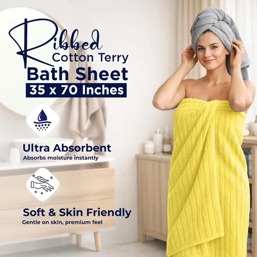 Miniatura 160 de DAN RIVER Paquete de 2 sábanas de baño de 35x70 pulgadas, sábanas de baño jumbo acanaladas para adultos, toallas grandes gruesas y absorbentes