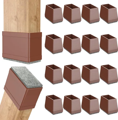 Miniatura 8 de Protectores cuadrados para patas de silla para pisos de madera dura, 24 piezas de tapas de silicona para patas de muebles para prevenir rayones