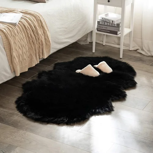 Miniatura 31 de MIULEE Alfombra de Piel de Oveja Sintética de 3 x 5 Pies, Alfombras de Área Mullidas de Lujo - Alfombra Decorativa Shag Súper Suave para Dormitorio