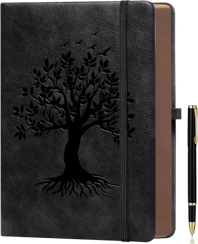 Miniatura 13 de ZXHQ - Cuadernos de diario A5 de 360 páginas a rayas con bolígrafo, para mujeres y hombres, cuaderno de escritura, diseño de árbol de la vida, Verde