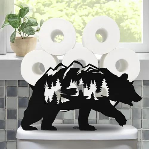Miniatura 9 de Teaeeno Soporte de papel higiénico de vaca negra, soportes de papel de almacenamiento de FunnyAnimals para baño, decoración de animales de metal