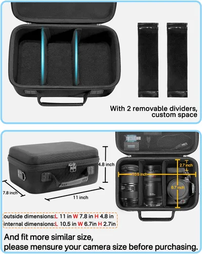 Miniatura 4 de RAIACE Funda rígida compatible con Canon EOS Rebel T7/T100/T6/R100/R50/R5/R7/R8, para Sony, para cámara Nikon. Bolsa de cámara de gran capacidad