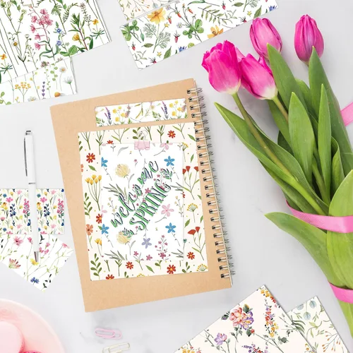 Miniatura 6 de Paquetes de papel con patrón floral, 24 hojas/12 diseños, papel de manualidades de doble cara, cartulinas de flores de primavera de acuarela