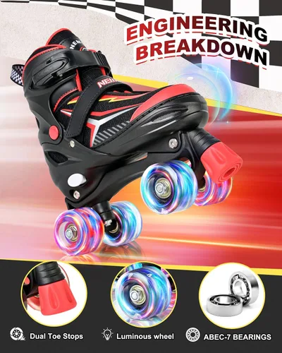 Miniatura 3 de NEMONE - Patines de sirena con ruedas iluminadas y 4 tamaños ajustables para niñas, azul y morado, para niños pequeños, para principiantes, de F