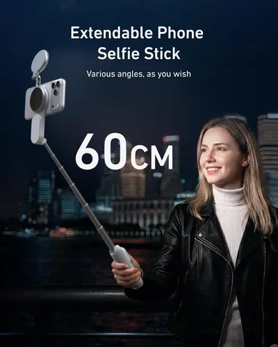 Miniatura 3 de TELESIN Mini palo magnético para selfie, trípode para teléfono para iPhone 17, 16, 15 y Android, soporte portátil de tamaño de bolsillo con control