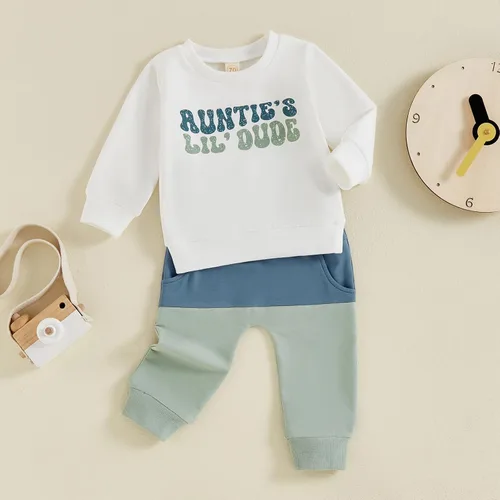 Miniatura 151 de BemeyourBBs Conjunto divertido de sudadera y pantalones de manga larga con letras divertidas para bebé niño y niño
