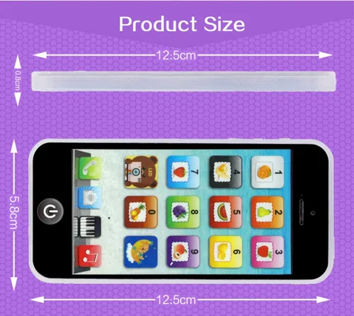 Miniatura 5 de Cooplay Juguete de Teléfono Inteligente de Aprendizaje con Música, Canción de Cuna, Pantalla Táctil, Tipo-C, Recargable, Teléfono Móvil Celular