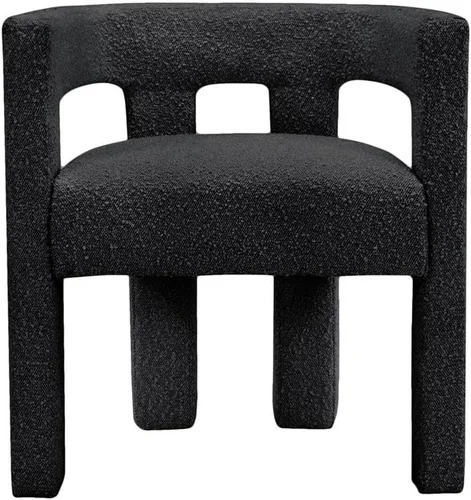 Meridian Furniture Colección Athena Moderna | Contemporánea Silla de Acento | Comedor Tapizada en Tela Boucle, 25" An x 21" Pr x 27" Al, Negro