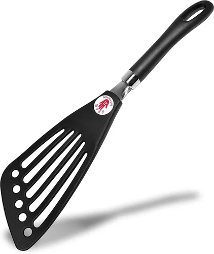 Miniatura 7 de Espátula de mano izquierda de acero inoxidable de Seki Japón, espátula para huevos y pescado - volteador ranurado, utensilios para voltear huevos 30