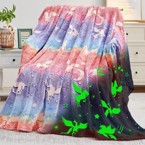 Miniatura 17 de inhand Juguetes de unicornio azul que brillan en la oscuridad para manta, regalos de unicornio para niñas de 1, 2, 3, 4, 5, 6, 7, 8, 9, 10, 11, 12