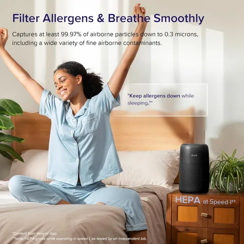 Miniatura 2 de Purificadores de aire LEVOIT para dormitorio y hogar, AHAM VERIFICADO, filtro 3 en 1 con esponja de fragancia para un mejor sueño, filtra humo, Negro