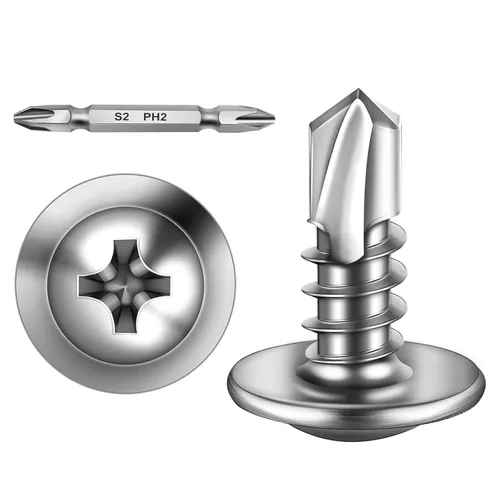 Miniatura 9 de Mywish 200 tornillos autorroscantes negros #10 × 1 pulgada para metal, 410 tornillos de metal negro de óxido de tornillo de acero inoxidable