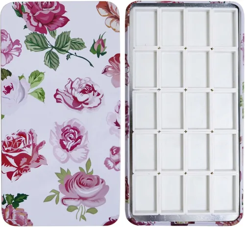 Miniatura 24 de Estuche de lata de paleta de acuarela con 40 piezas de sartenes vacías de plástico blanco con cuadrados magnéticos para transportar - Paleta