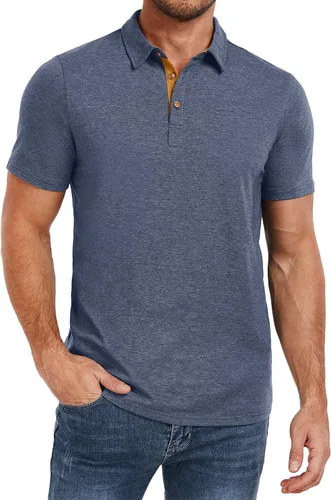 PEGENO Camisetas Polo para Hombre de Manga Corta Camisetas de Golf de Algodón Casual Camisetas Polo de Rendimiento para Hombre
