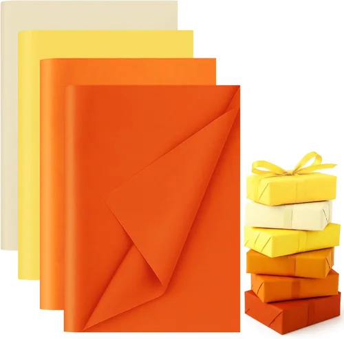 Koogel 112 hojas de papel de seda naranja, papel de seda amarillo de 20 x 14 pulgadas para bolsas de regalo, manualidades, decoración de envoltura